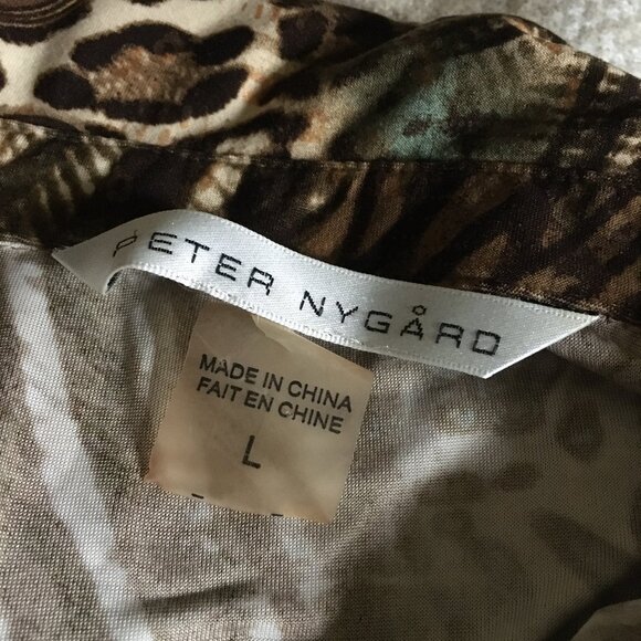 Vintage Y2K Animal Paisley Print Ruched Sleeve Button Up Top - Picture 9 of 16